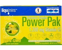 Electrolyte Stamina, Power Pak, Lemon Lime (30 Packets, 4.9 g Each) - Trace Minerals Research