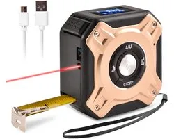 Rolmaat Multifunctionele Digitale Laser - 40 meter 2-in-1 Afstandsmeter - Meetlint met Laser - Afstandsmeter - 5 Meter Meetlint - Roestvrij - Inclusief Display - Rolmaat