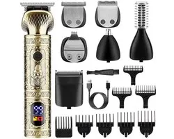 OKWISH Tondeuses - Heren Scheerapparaat - Multifunctionele Scheermachine - 7-in-1 Trimmer - Neushaartrimmer - Volledig Metalen Trimmer - Goud