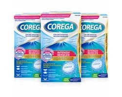 Corega 3 x Gebitsreiniger Tabletten Intensiv – 324 stuks – effectief tegen verkleuring en aanslag- 3 verpakkingen