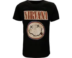 Nirvana Distressed Logo Smiley T-Shirt - Merchandise officielle