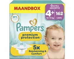 Pampers Premium Protection Maat 4+ - 162 Luiers - 10kg-15kg - Maandbox