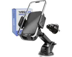 Wegman Telefoonhouder Auto Ventilatie en Zuignap 3-in-1 - Voor Dashboard Raam en Ventilatierooster - Autohouder voor alle Telefoons - Telefoonhouders Auto - GSM Houder Auto - Auto Accessories - Zwart