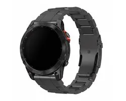 Titanium bandje - geschikt voor Garmin Fenix 5 (PLUS) / 6 (Pro) / 7 (Pro) / 8 (47 mm) / E (47 mm) / Epix (Pro) (2) 47 mm / Approach S60/S62/S70 47 mm / MARQ / Instinct 1/2/3 - zwart