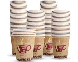 Decorline -Tasses à Café en Carton 200ml - 100 pièces - Gobelets en papier Coffee à emporter - gobelets en papier jetables pour boissons chaudes.