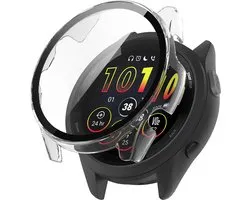 Watch case screenprotector - hoesje - gehard glas - geschikt voor Garmin Forerunner 265 S - transparant