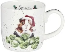 Wrendale Mok Kerst - 'Sprouts' guinea pig mug - Royal Worcester