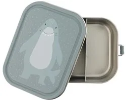 Trixie Brooddoos groot - Mr. Shark - RSV Lunchbox voor kinderen - Makkelijk te openen Broodtrommel - 2 vakken - Grijs - Haai