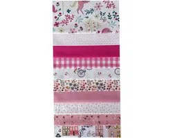 BINK Bedding - 10 lapjes - Quilt Patchwork - Roze 25 x 25 cm. Set = 10 lapjes