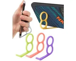 Support de téléphone coloré 3 pièces en 1 – Plastique PP antidérapant – Support ergonomique Ring de doigt – Convient à tous les Smartphones – Couleurs aléatoires