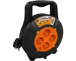 Enrouleur de câble électrique - 5 mètres - 4 prises - Avec bouton enrouleur - Terre de protection - RELEC492152