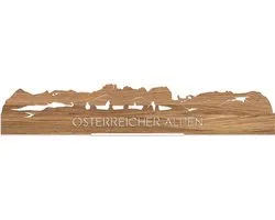 Standing Skyline Österreicher Alpen Eikenhout - 60 cm - Woondecoratie design - Decoratie om neer te zetten en om op te hangen - Meer steden beschikbaar - Cadeau voor hem - Cadeau voor haar - Jubileum - Verjaardag - Housewarming - Interieur -