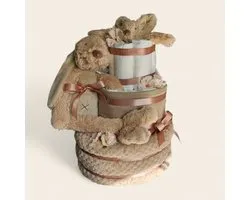Luiertaart Beige met Rabbit Richie – Kraamcadeau