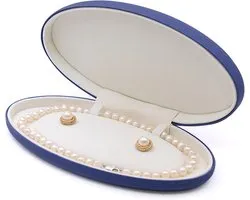 Velvet Necklace Box for Women, Pearl Necklace, PU Leather Storage Box, Display Case for Jewelry, Pearl Necklace, Earring for Wedding, Birthday, Valentine's Day，21.5*10.9*4cm