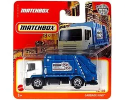Matchbox Garbage King Truck Vuilniswagen Blue White Pnw Pacific Northwest 74-100 (1:64) Short Card Metal