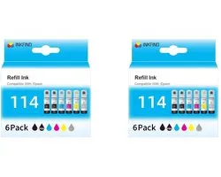 Bouteille d'encre INKFIND 114 compatible avec Epson 114 Epson 114 EcoTank multipack 6 couleurs 12 pièces (2 x 6 packs) pour Epson EcoTank ET-8500 Epson EcoTank ET-8550