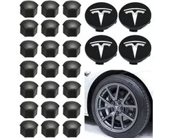 topfit For Tesla Wheel Cap Kit Center Hub Cap Set Wheel Lug Nut Cover Center Logo Emblem Modification Hub Cover for - ShopVlot