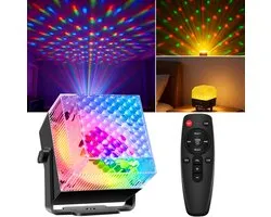 Éclairage de fête disco, projecteur de veilleuse de décoration pour chambre à coucher avec 3 couleurs lumière blanc chaud + effet boule disco RGB, lumières stroboscopiques DJ pour fêtes à la maison, danse, décoration de Noël et d'Halloween