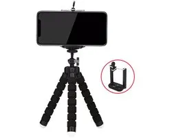 Trépied pour téléphone portable - Mini téléphone avec télécommande Bluetooth et support de téléphone - Trépied - Trépied de voyage flexible rotatif à 360° pour smartphone - Appareil photo reflex numérique