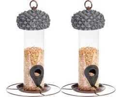 Best for Birds Vogelvoedersilo - 2x stuks - metaal/PCV - 27 cm - vogel voederplek