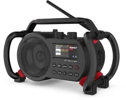 PerfectPro bouwplaatsradio NETBOX, WiFi internetradio, DAB+ en FM-ontvangst, Bluetooth, AUX en USB-ingang, inclusief oplader, IP64, NBX2