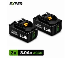 Batterie 18V compatible Makita - 2 Pièces - Extra Large 6.0Ah - Batterie 18V 6.0Ah - Batterie de remplacement - 6000mAh - Affichage LED - Batterie Li-ion - Affichage LED - Perceuse sans fil - 18V BL1830B BL1860B BL1840B BL1815 LXT-400 BL1850B