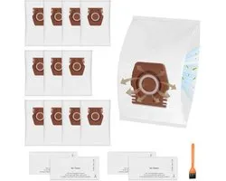 15 pièces - Inclus12 sacs à poussière - 2 sets de coton filtrant et une brosse - compatible avec les sacs d'aspirateur Miele Hoover Pure CO pour Guard M1 S8380 Flex Parquet Silence Performance Cat & Dog