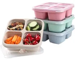 4-delige Snackbox Set – Herbruikbare Lunchdozen met 4 Vakken, Ideaal voor School, Werk en Reizen