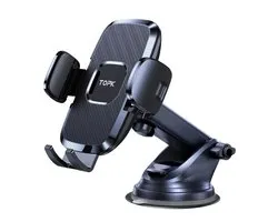 TOPK D35-X Autotelefoonhouder | Dashboard & Voorruit Houder | 360° Draaibaar | Universele Telefoonhouder Auto | Zuignap GSM Houder | iPhone Samsung Xiaomi Huawei | 4.7–6.7 Inch | Zwart