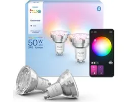 Philips Hue Essential Slimme LED GU10 Spotlight - Wit en gekleurd licht - 2-pack