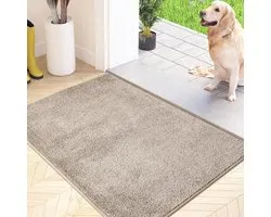 Stofvangende vloermat – Deurmat - deurmat buiten - deurmat binnen – Absorberende entreemat – Geschikt voor honden, deuropeningen en gangen – 60 x 90 cm – Polyester – Crème