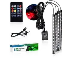 XEOD Sfeerverlichting LED strip's met USB aansluiting - 12V/5V - Interieur verlichting - Ambient light - Auto - Vrachtwagen - Bestelauto - Accessoires - 4 LED Strips - Afstandsbediening