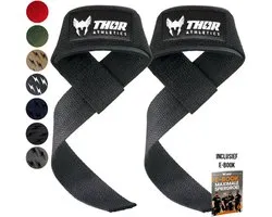 Thor Athletics Lifting Straps - Krachttraining Accessoires - Powerlifting Straps - Deadlift Straps - Zwart - Inclusief E-Book - One Size