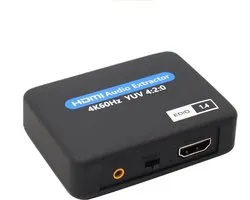 HDMI Audio Extractor 2K/4K - Ondersteuning Toslink (SPDIF) Optische Audio-Uitgang + 3,5 mm Audio - Inclusief Usb Kabel - Zwart