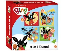 Bing 4-in-1 Kinderpuzzel - 4, 6, 9 en 16 stukjes - Peuter en kleuter speelgoed - Voor meisjes en jongens - Vanaf 3 jaar - Bambolino Toys