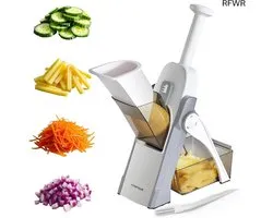 SUPMAKIN Veiligste mandoline groentesnijder/hakmolen, aardappelchipsnijder, multifunctionele groentehakmolen met 4 snijmodi om te snijden, in blokjes te snijden, hakken, Julienne, beste keukengadgets