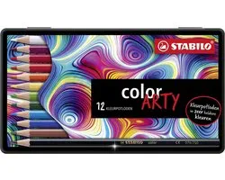 STABILO Color ARTY - Crayon de couleur - Etui en métal - Avec 12 couleurs