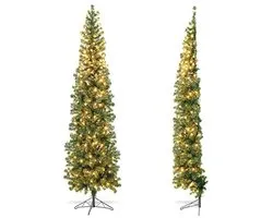 Half Christmas Tree 210 cm with 150 Warm White LEDs and 450 Branches for Small Spaces
