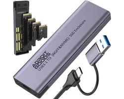 AdroitGoods Externe M.2 NGFF & NVMe SSD Behuizing 4TB - SATA - USB 3.1 Gen2 – 10Gbps - Inclusief USB-A & USB-C kabel