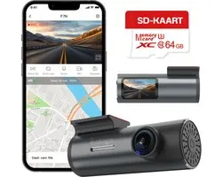 Lumgo Dashcam Pour Auto – Full HD – Objectif Grand Angle 150° – Carte SD 64GB Incluse – Vision Nocturne – Application (Wi-Fi) – Capteur G – Design Compact