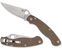 Spyderco Military 2 Brown Canvas Micarta CPM CRU-WEAR
