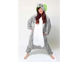 KIMU Onesie Costume d'éléphant Gris - Taille ML - Costume d'éléphant Costume Grijs 170 176 - Combinaison Costume de Maison Pyjama Costume Animal Doux Femmes Hommes Cadeau de Noël