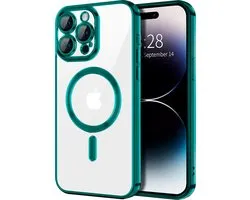 TG Techgrip - Coque adaptée pour iPhone 15 Pro Compatible Magsafe Vert - Coque arrière avec protection en verre pour caméra HD 9H intégrée - Coque verte adaptée pour iPhone 15Pro