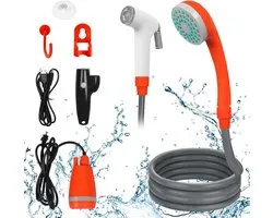 Camping Douche – Oplaadbare Buitendouche met 2200mAh Accu, Haken En Zuignappen, Draagbare Douche voor Tuin, Wandelen, Reizen, Autowassen En Huisdierreiniging - NAIZY