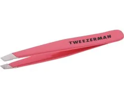Tweezerman Studio Line Mini Slant Tweezer Geranium – Wenkbrauw Pincet - Professioneel Precisie Pincet Met Schuine Punt – Voor Epileren En Haartjes Verwijderen – Roestvrij Staal – Geschikt Voor Fijne En Stugge Haren – Epileer Pincet Voor Wenkbrauwen