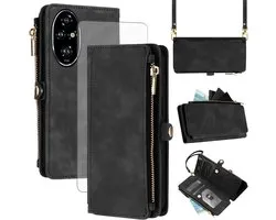 Asuwish Mobile Phone Case for Honor 200 Pro 5G, Case with Strap and Film, Protective Film, RFID Card Compartment - ShopVlot