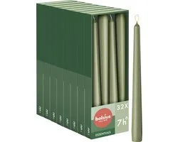 Bolsius - Gladde Dinerkaarsen - 24,5 cm - 32 stuks - Olijfgroen
