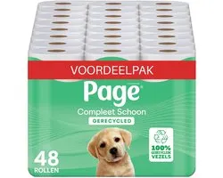 Page® toiletpapier - Compleet Schoon Gerecycled wc papier - 48 rollen - 100% gerecyclede vezels - Voordeelverpakking