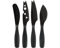 Boska Kaasmessenset Mini Monaco+ - Set van vier stuks - Kaasmessenset - Kaasmesjes - Kaasmessen set - Kaasbestek - Kaasmessen zwart - Tapas mesjes - Keukengerei - Keuken accessoires
