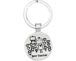 Akyol - Best teacher Sleutelhanger - juf - beste docent - werk - cadeau - verjaardag - geschenk - gift - welkomst cadeau - afscheidscadeau - 2,5 x 2,5 CM